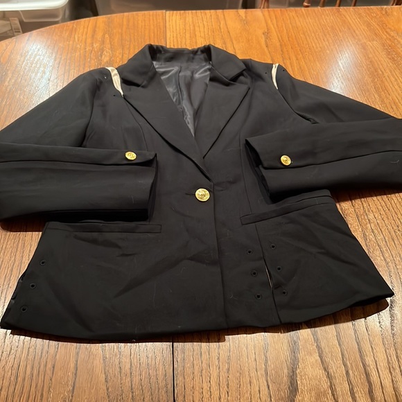 Zcrave Black Blazer With With Cream Sheer Trim On The Top Of Shoulders Size S - Picture 1 of 11